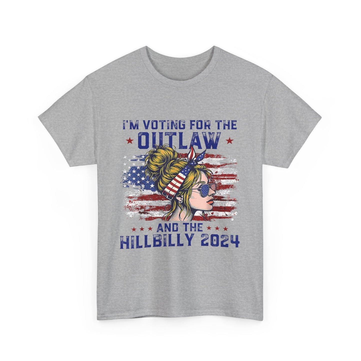 I'm votinf for the outlaw and hillbilly Trump 2024 Unisex Heavy Cotton Tee