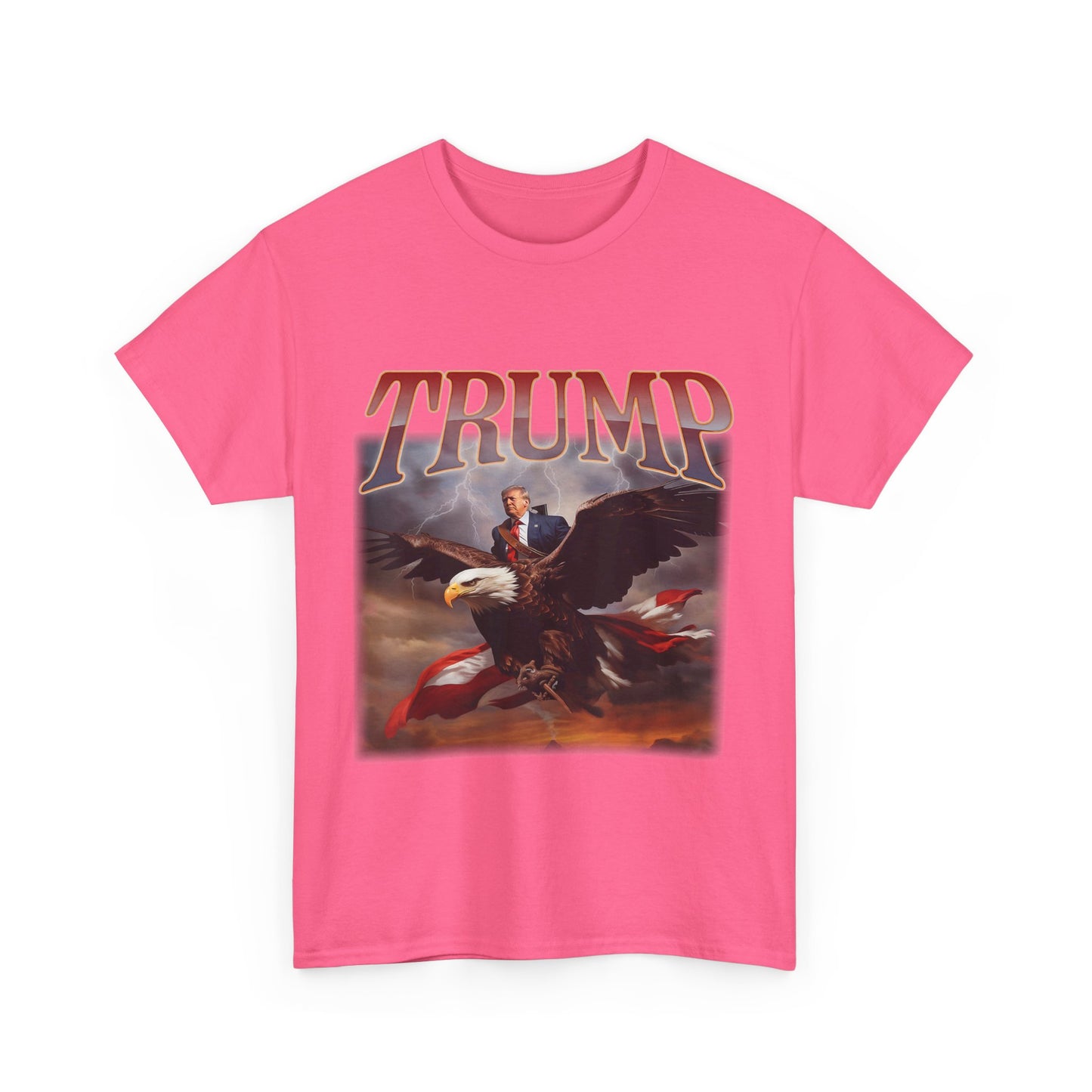 Trump with Bald Eagle USA Flag Unisex Heavy Cotton Tee