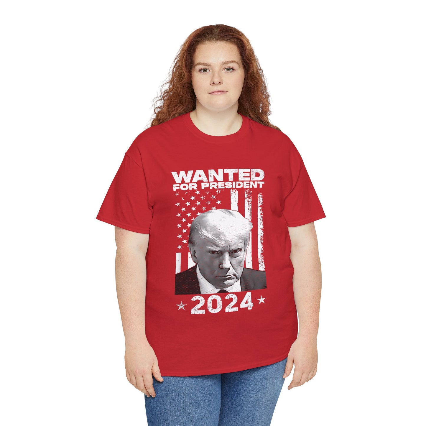 TRUMP Wanted For President 2024 Unisex Heavy Cotton Tee