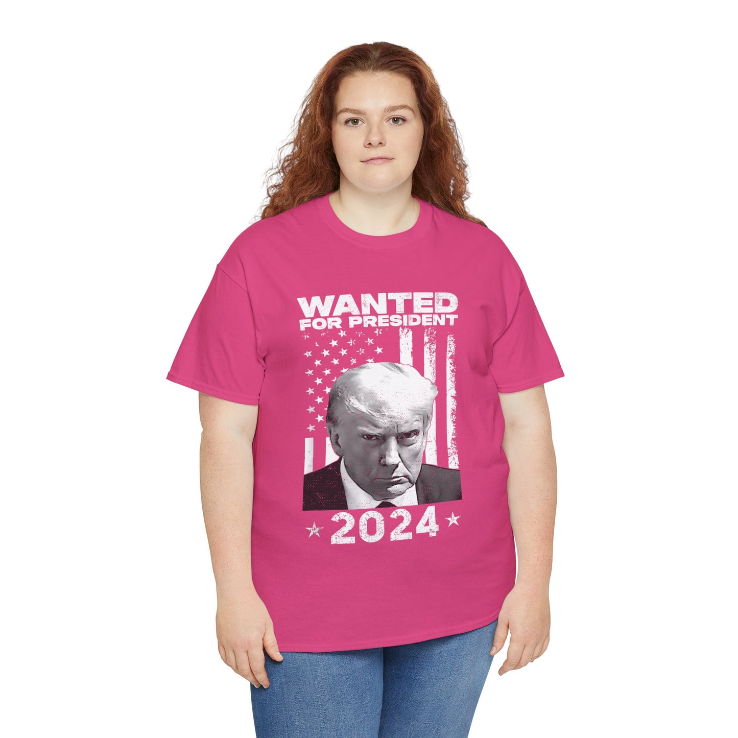 TRUMP Wanted For President 2024 Unisex Heavy Cotton Tee