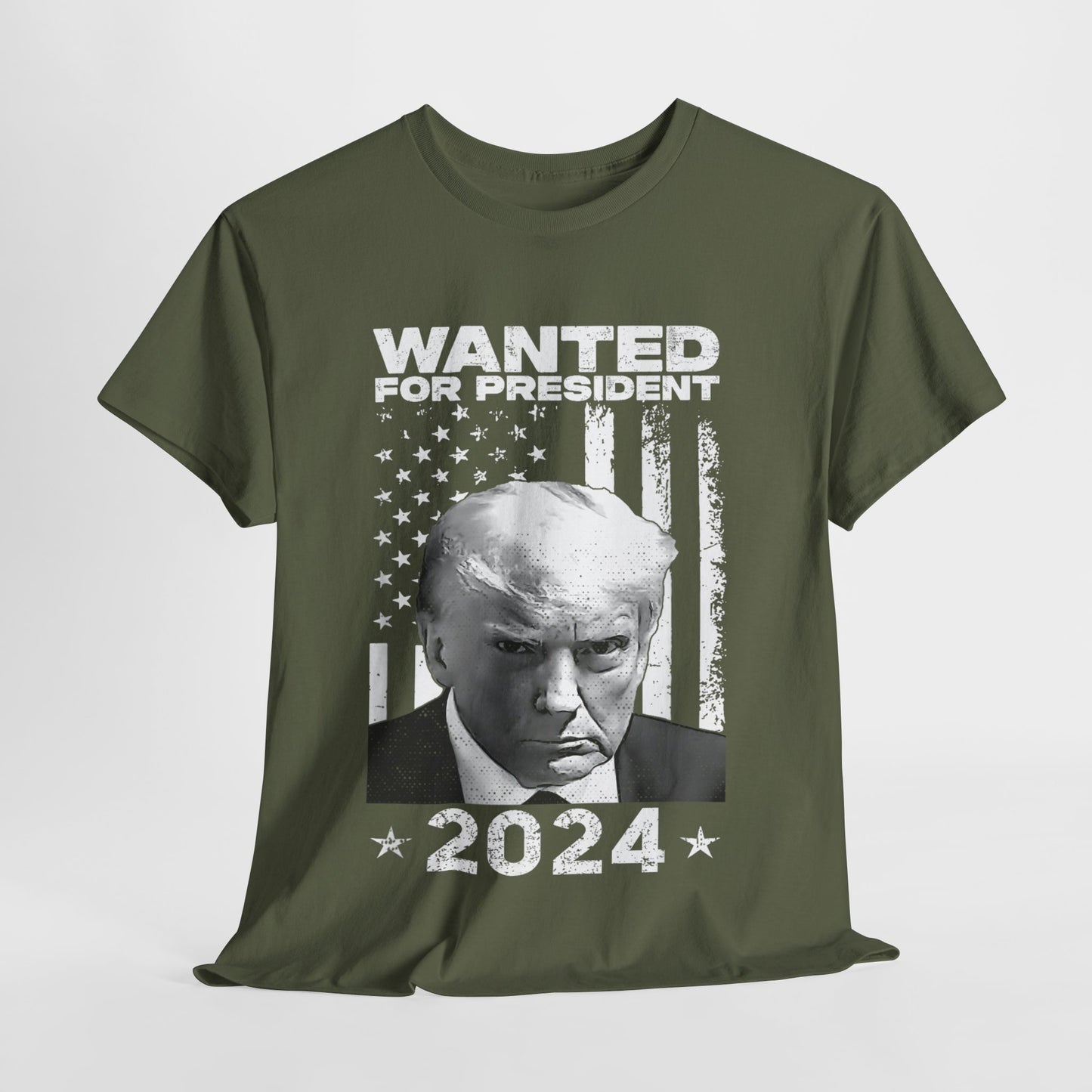 TRUMP Wanted For President 2024 Unisex Heavy Cotton Tee