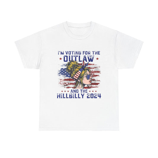 I'm votinf for the outlaw and hillbilly Trump 2024 Unisex Heavy Cotton Tee